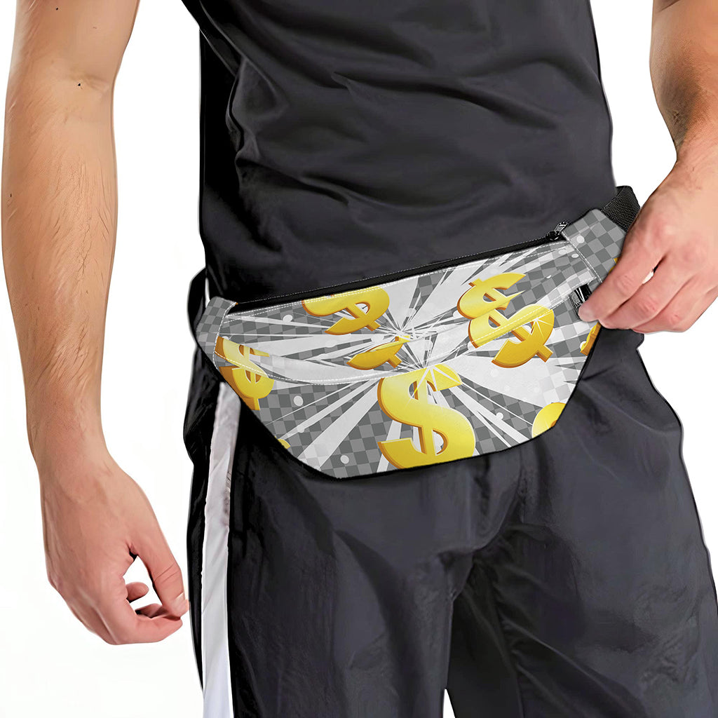 Golden Dollar Sign Explosion Print Fanny Pack