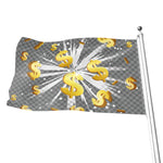 Golden Dollar Sign Explosion Print Flag