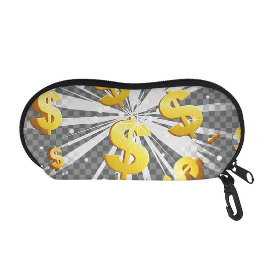 Golden Dollar Sign Explosion Print Glasses Case