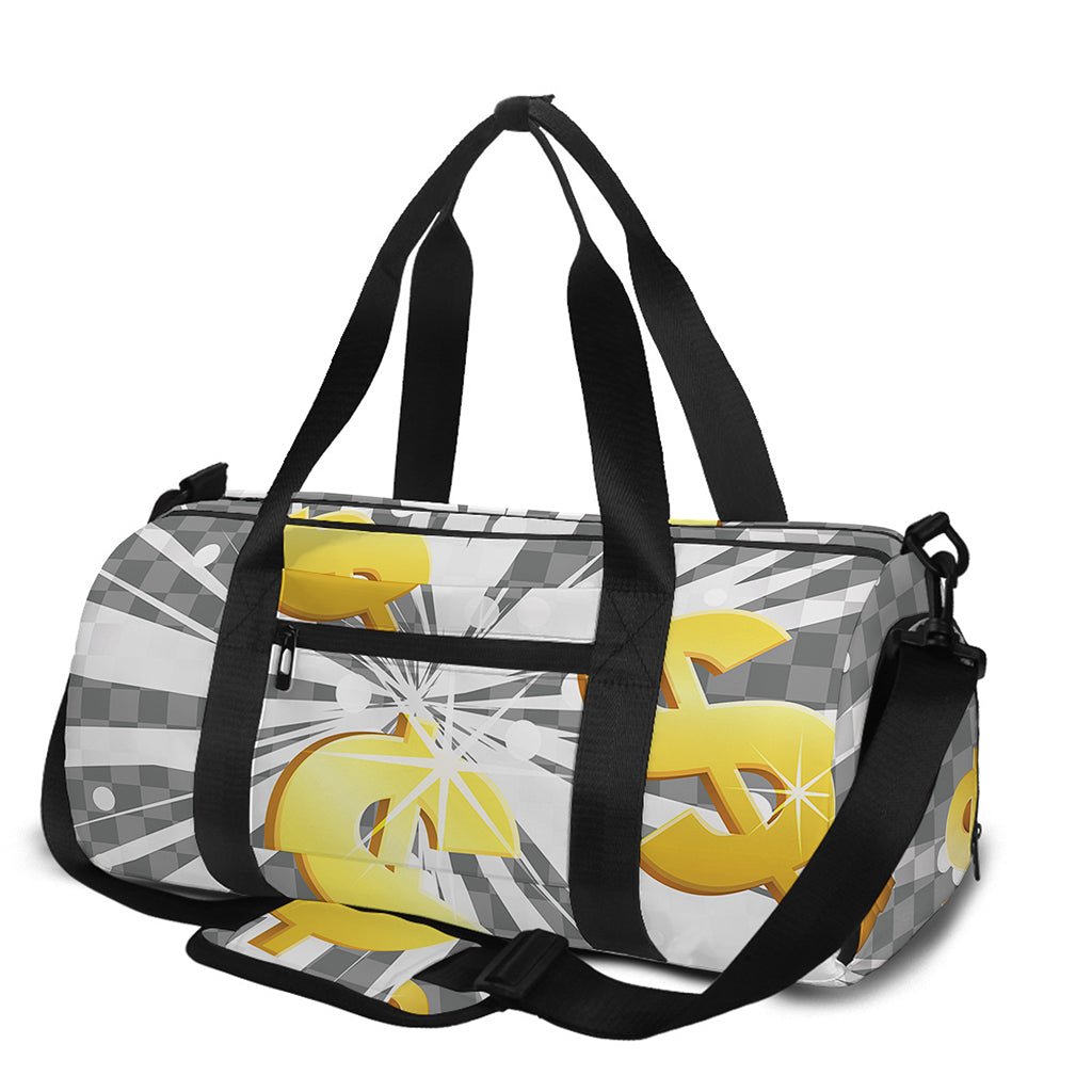 Golden Dollar Sign Explosion Print Gym Bag