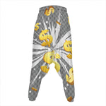 Golden Dollar Sign Explosion Print Hammer Pants