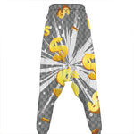 Golden Dollar Sign Explosion Print Hammer Pants