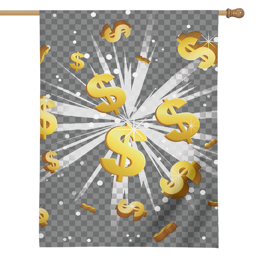 Golden Dollar Sign Explosion Print House Flag