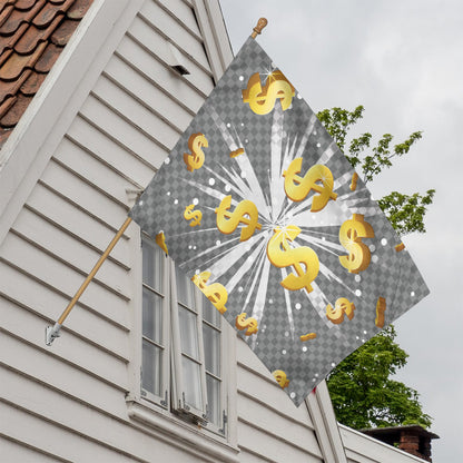 Golden Dollar Sign Explosion Print House Flag