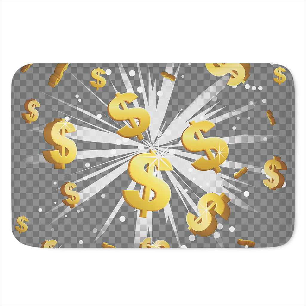 Golden Dollar Sign Explosion Print Indoor Door Mat