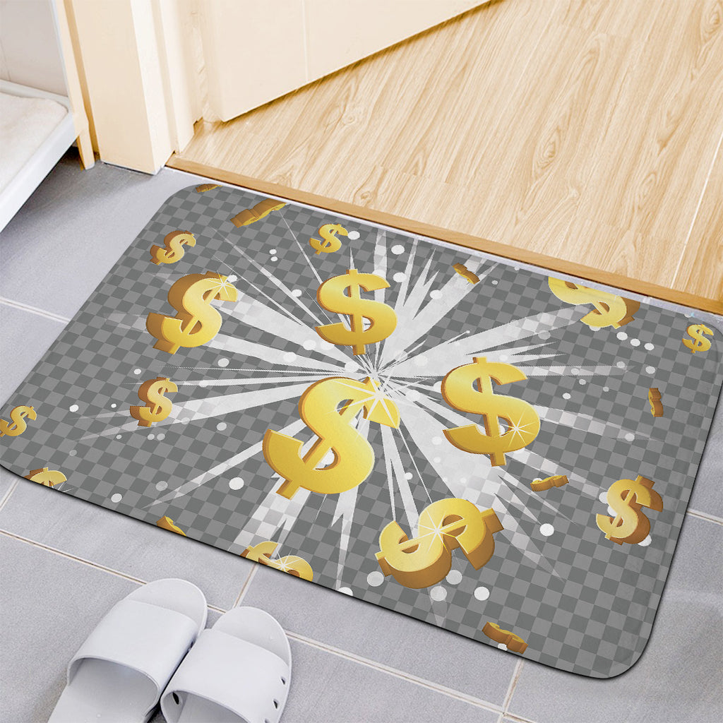 Golden Dollar Sign Explosion Print Indoor Door Mat