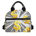 Golden Dollar Sign Explosion Print Insulated Lunch Bag