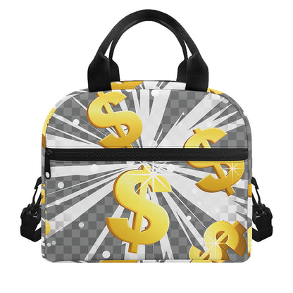 Golden Dollar Sign Explosion Print Insulated Lunch Bag