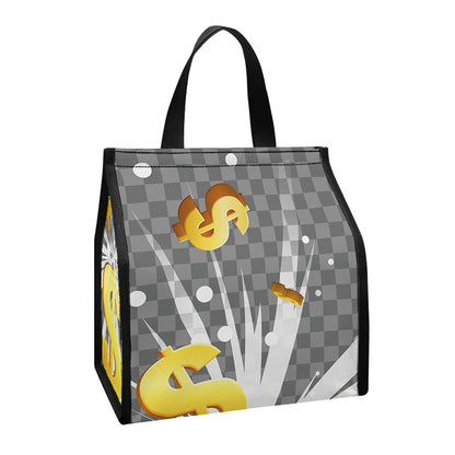 Golden Dollar Sign Explosion Print Insulated Lunch Tote