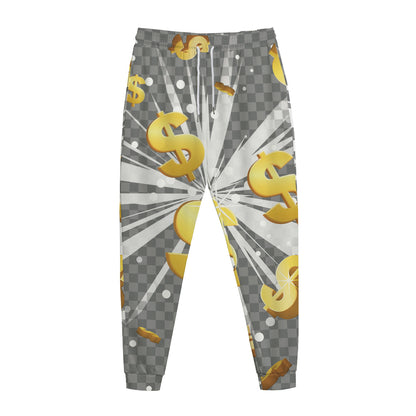 Golden Dollar Sign Explosion Print Jogger Pants