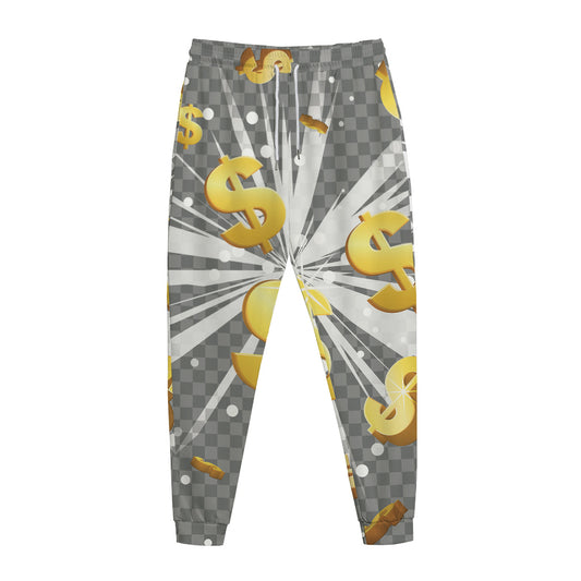 Golden Dollar Sign Explosion Print Jogger Pants