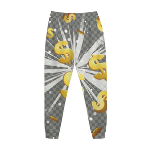 Golden Dollar Sign Explosion Print Jogger Pants