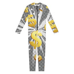 Golden Dollar Sign Explosion Print Jumpsuit