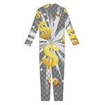 Golden Dollar Sign Explosion Print Jumpsuit