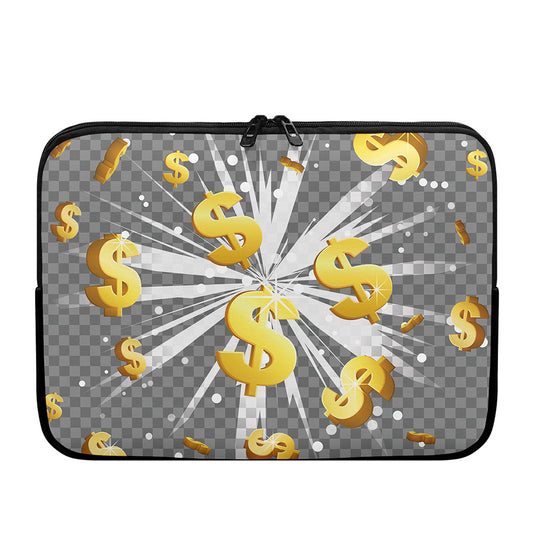 Golden Dollar Sign Explosion Print Laptop Sleeve