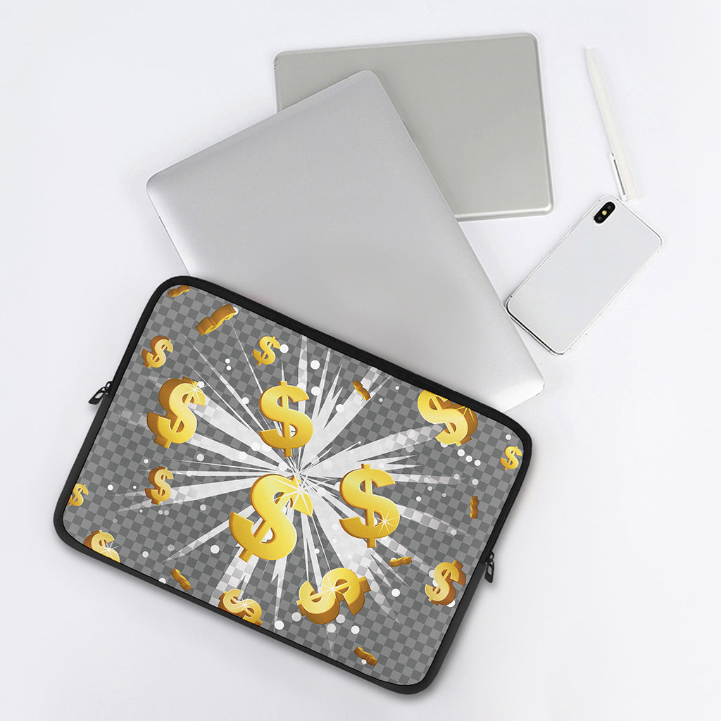 Golden Dollar Sign Explosion Print Laptop Sleeve