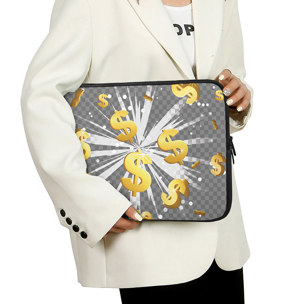 Golden Dollar Sign Explosion Print Laptop Sleeve