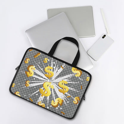 Golden Dollar Sign Explosion Print Laptop Sleeve With Handle