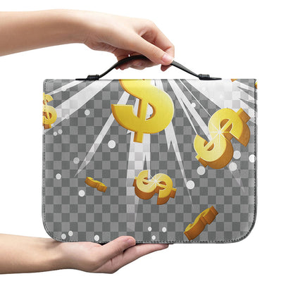 Golden Dollar Sign Explosion Print Leather Bible Cover
