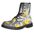 Golden Dollar Sign Explosion Print Lace-Up Boots