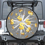 Golden Dollar Sign Explosion Print Leather Spare Tire Cover