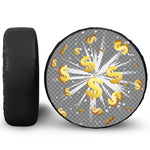 Golden Dollar Sign Explosion Print Leather Spare Tire Cover
