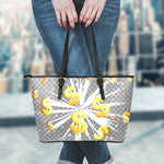 Golden Dollar Sign Explosion Print Leather Tote Bag