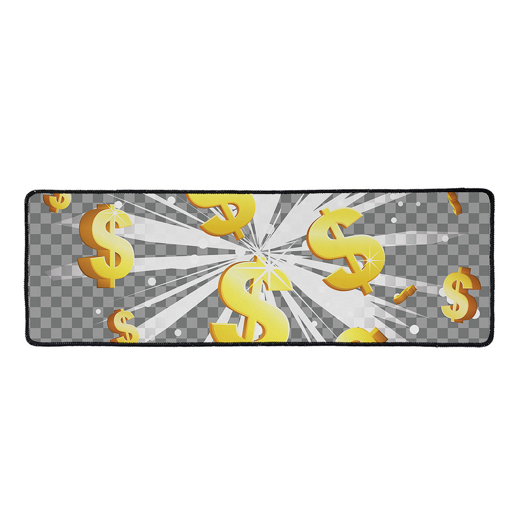 Golden Dollar Sign Explosion Print Long Kitchen Mat
