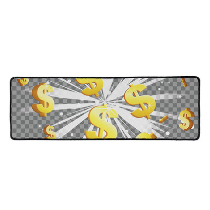 Golden Dollar Sign Explosion Print Long Kitchen Mat