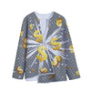 Golden Dollar Sign Explosion Print Long Sleeve Short Coat