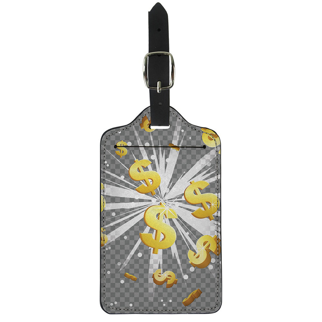Golden Dollar Sign Explosion Print Luggage Tag