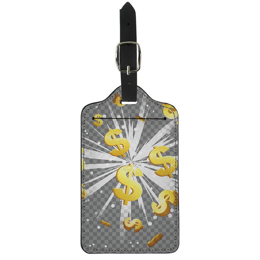 Golden Dollar Sign Explosion Print Luggage Tag