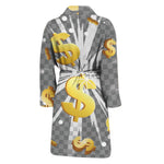 Golden Dollar Sign Explosion Print Men's Bathrobe