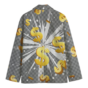 Golden Dollar Sign Explosion Print Men's Blazer