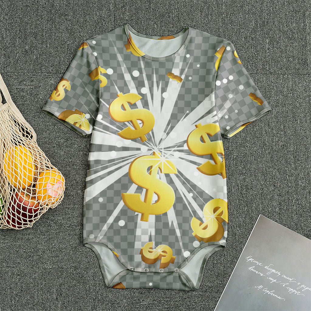 Golden Dollar Sign Explosion Print Men's Bodysuit