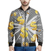 Golden Dollar Sign Explosion Print Men's Bomber Jacket