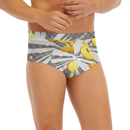 Golden Dollar Sign Explosion Print Men's Briefs
