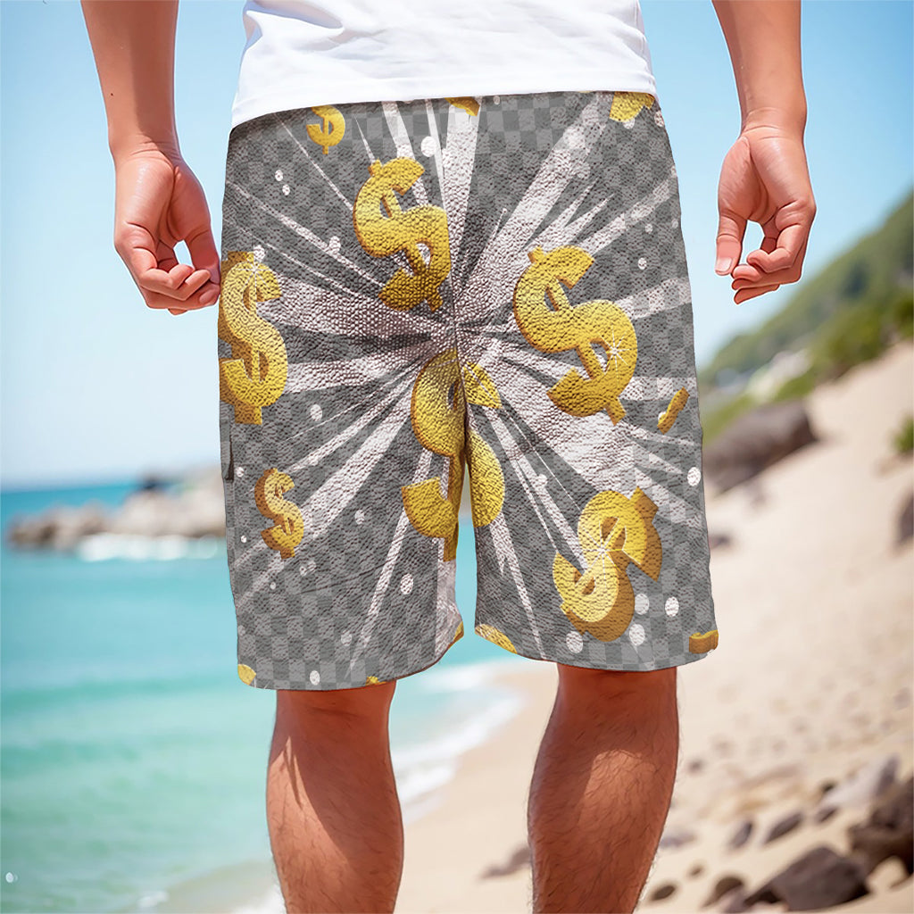 Golden Dollar Sign Explosion Print Men's Cargo Shorts