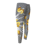 Golden Dollar Sign Explosion Print Men's Compression Pants