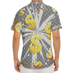 Golden Dollar Sign Explosion Print Men's Deep V-Neck Shirt