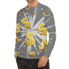 Golden Dollar Sign Explosion Print Men's Long Sleeve Rash Guard