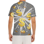 Golden Dollar Sign Explosion Print Men's Short Sleeve Rash Guard