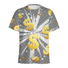 Golden Dollar Sign Explosion Print Men's Sports T-Shirt