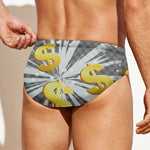 Golden Dollar Sign Explosion Print Men's Swim Briefs