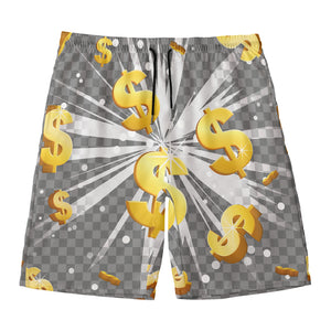 Golden Dollar Sign Explosion Print Men's Swim Trunks