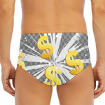 Golden Dollar Sign Explosion Print Men's Triangle Swim Briefs