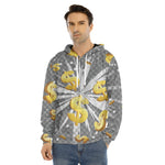 Golden Dollar Sign Explosion Print Men's Velvet Pullover Hoodie