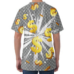 Golden Dollar Sign Explosion Print Men's Velvet T-Shirt