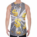 Golden Dollar Sign Explosion Print Men's Velvet Tank Top