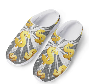 Golden Dollar Sign Explosion Print Mesh Casual Shoes